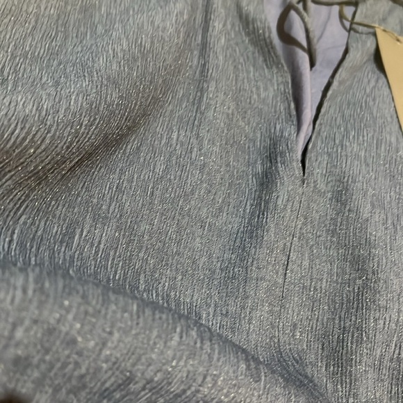 Vacate Navy Blue Dress Textured Fabric Tiered Hem Dropped Waist Sz L - Picture 10 of 11